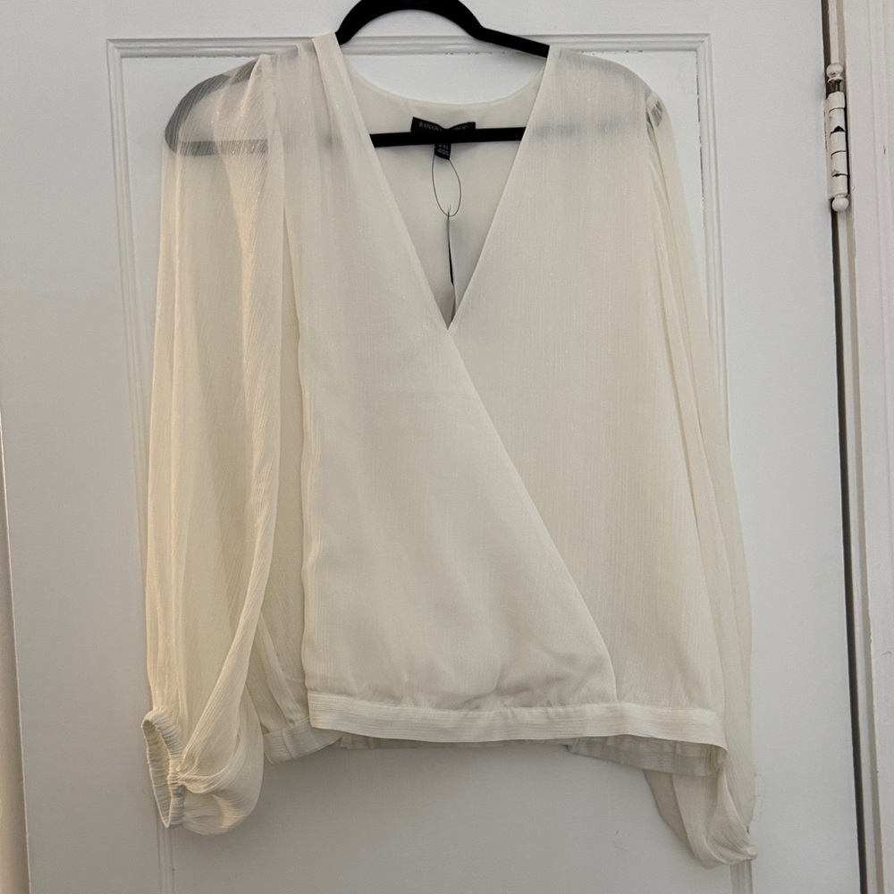 Banana Republic Factory Sheer Cream Blouse